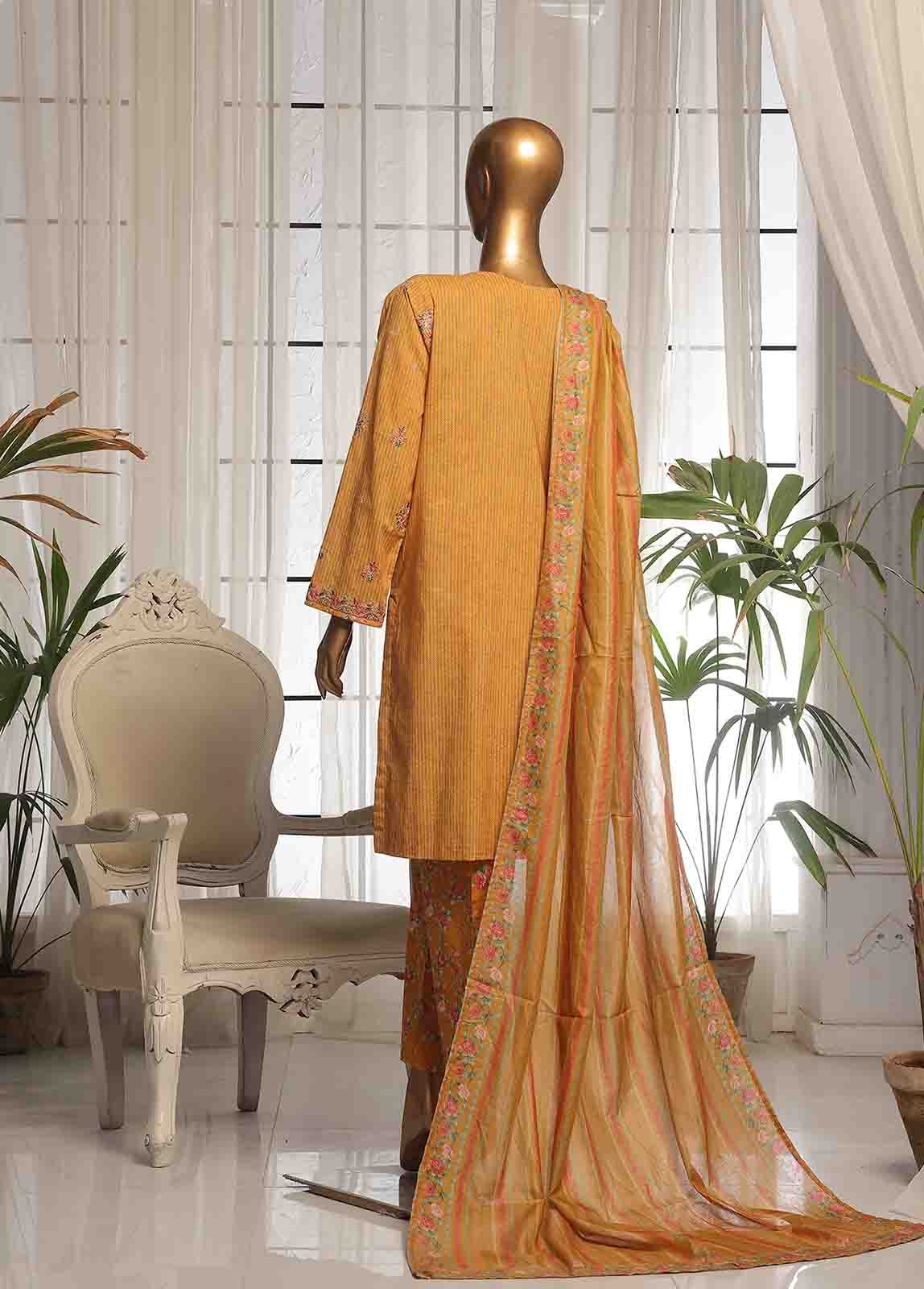 SM-EKS-010 O-B- 3 Piece Printed Embroidered Stitched Suit - Image 2