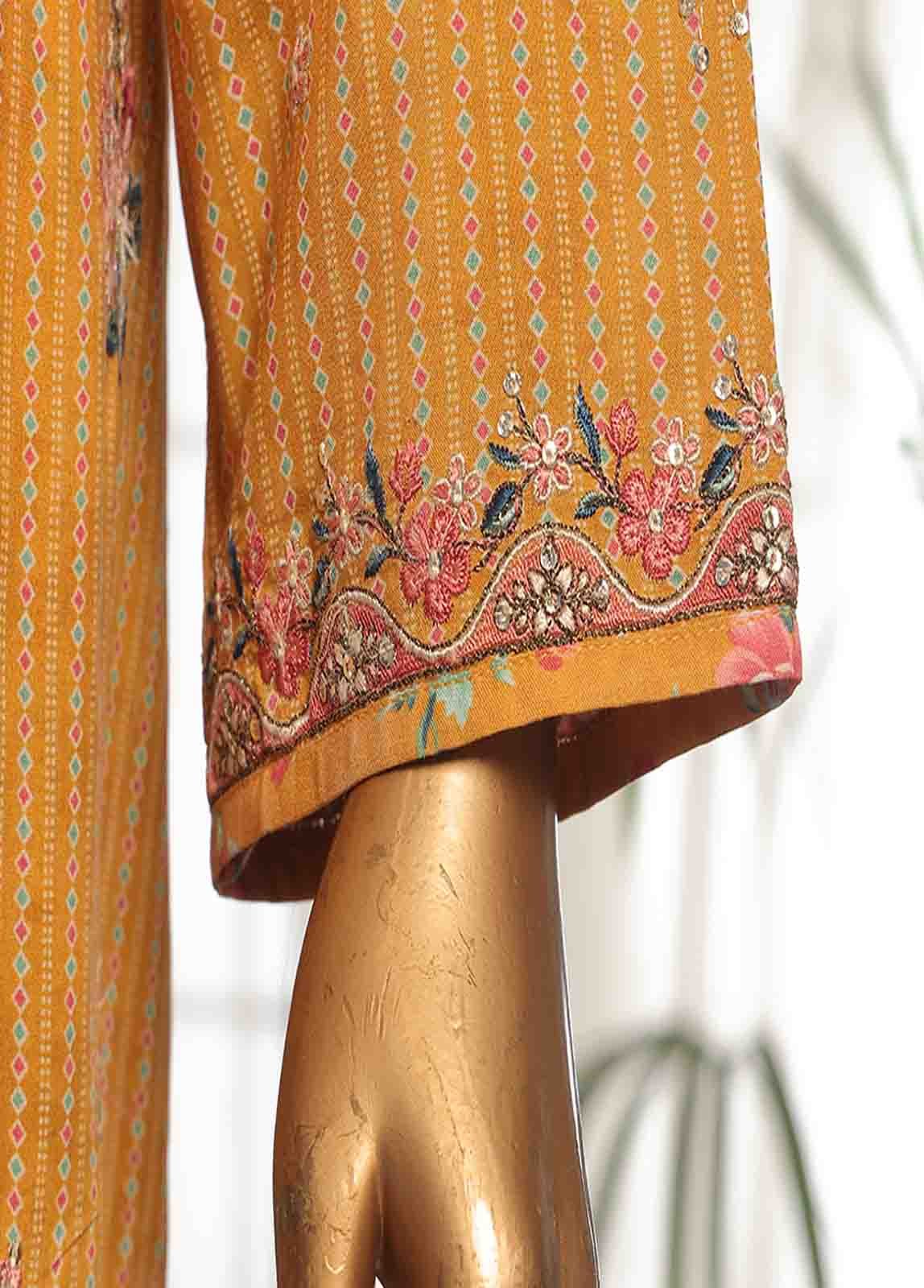 SM-EKS-010 O-B- 3 Piece Printed Embroidered Stitched Suit - Image 3
