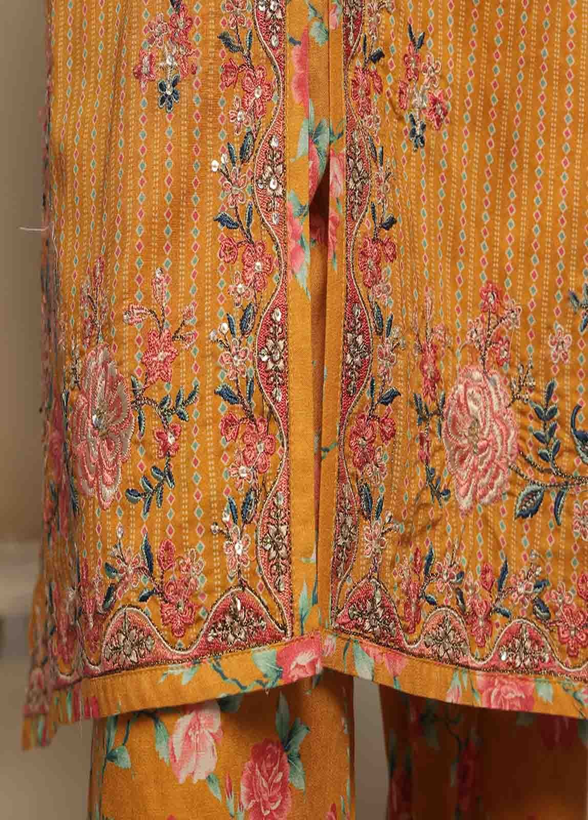SM-EKS-010 O-B- 3 Piece Printed Embroidered Stitched Suit - Image 4