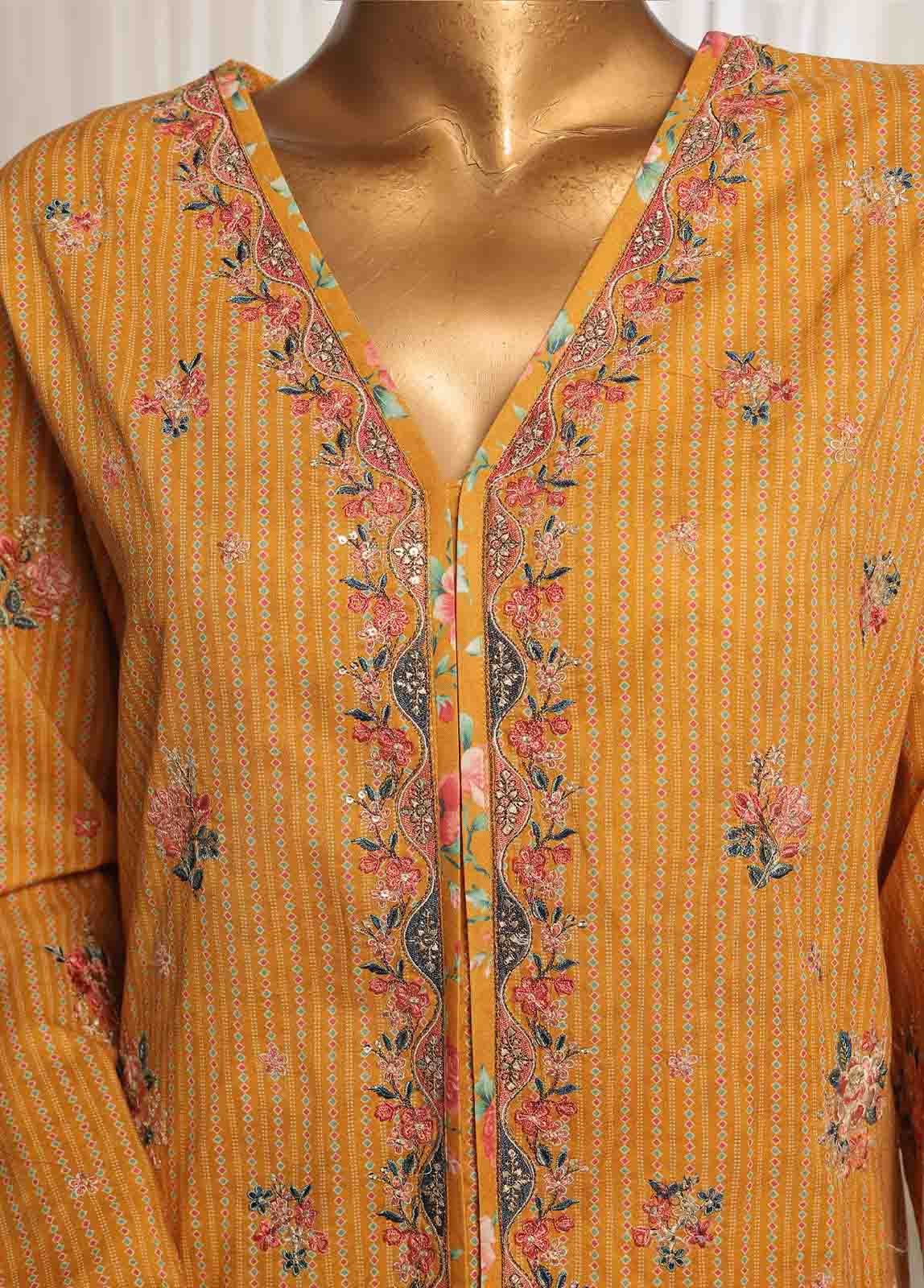 SM-EKS-010 O-B- 3 Piece Printed Embroidered Stitched Suit - Image 5