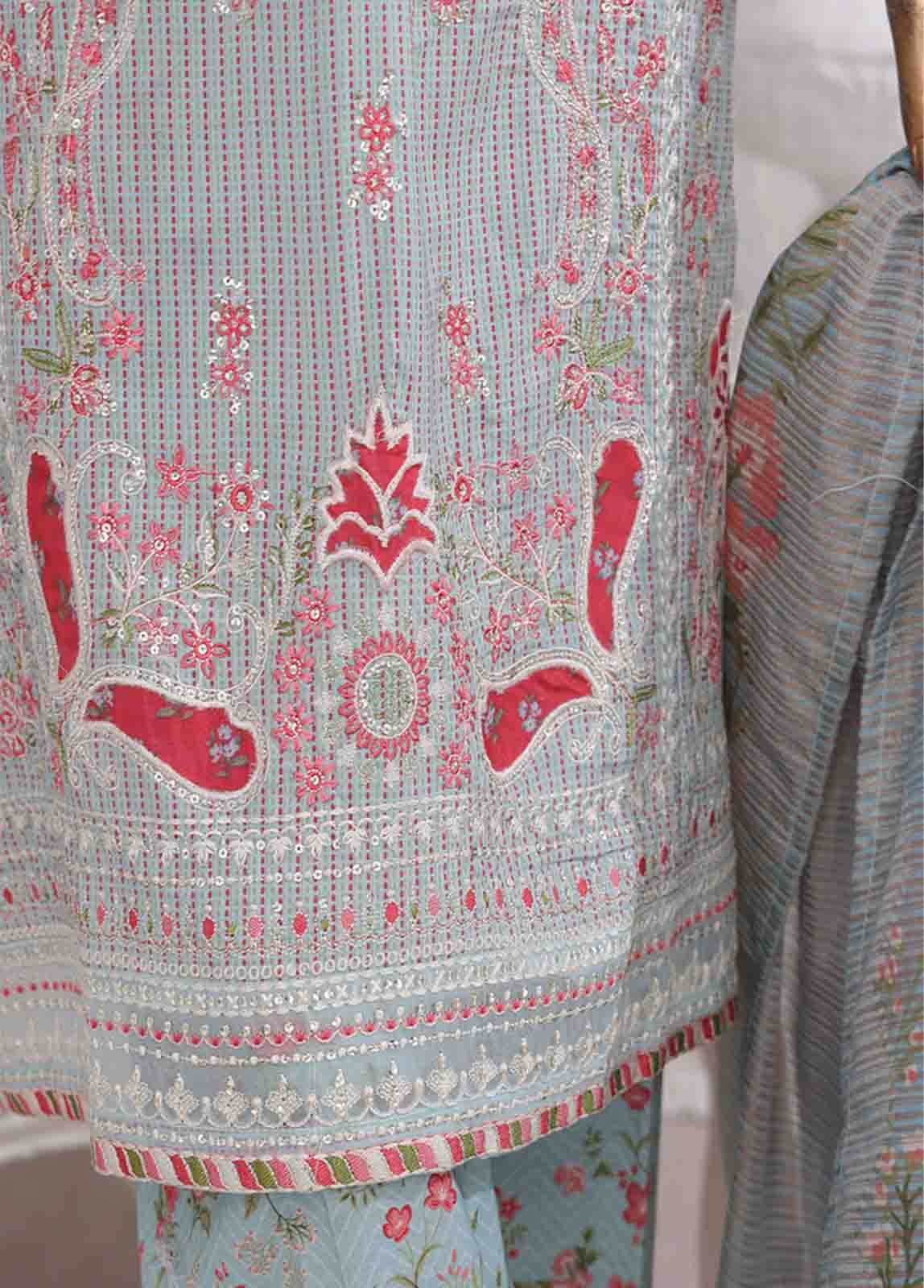 SM-EKS-011 O-A- 3 Piece Printed Embroidered Stitched Suit - Image 2