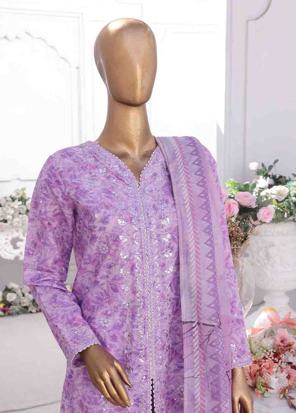 SM-EKS-017- 3 Piece Printed Embroidered Stitched Suit - Image 2
