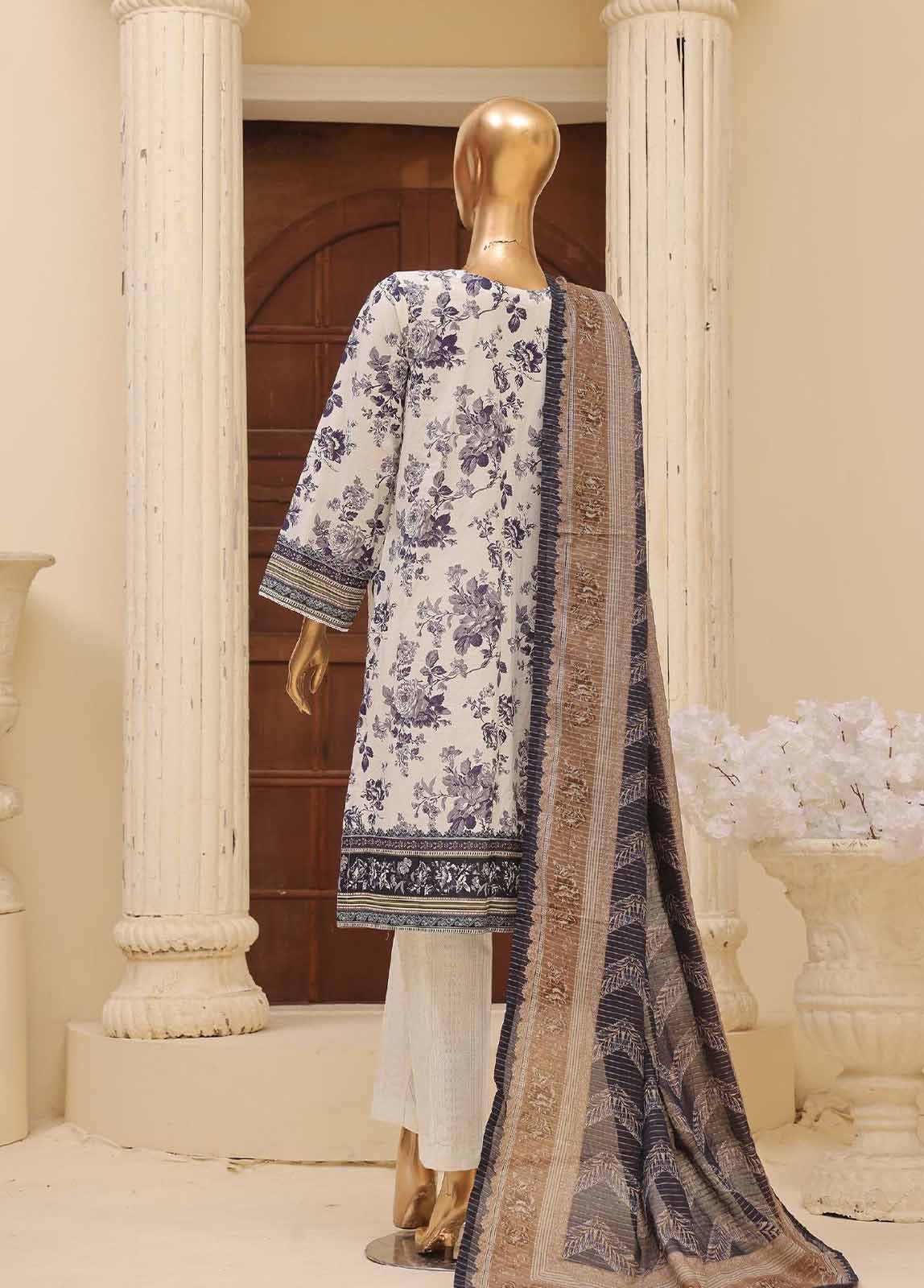 SME-489 -3 Piece Embroidered Stitched Suit - Image 2