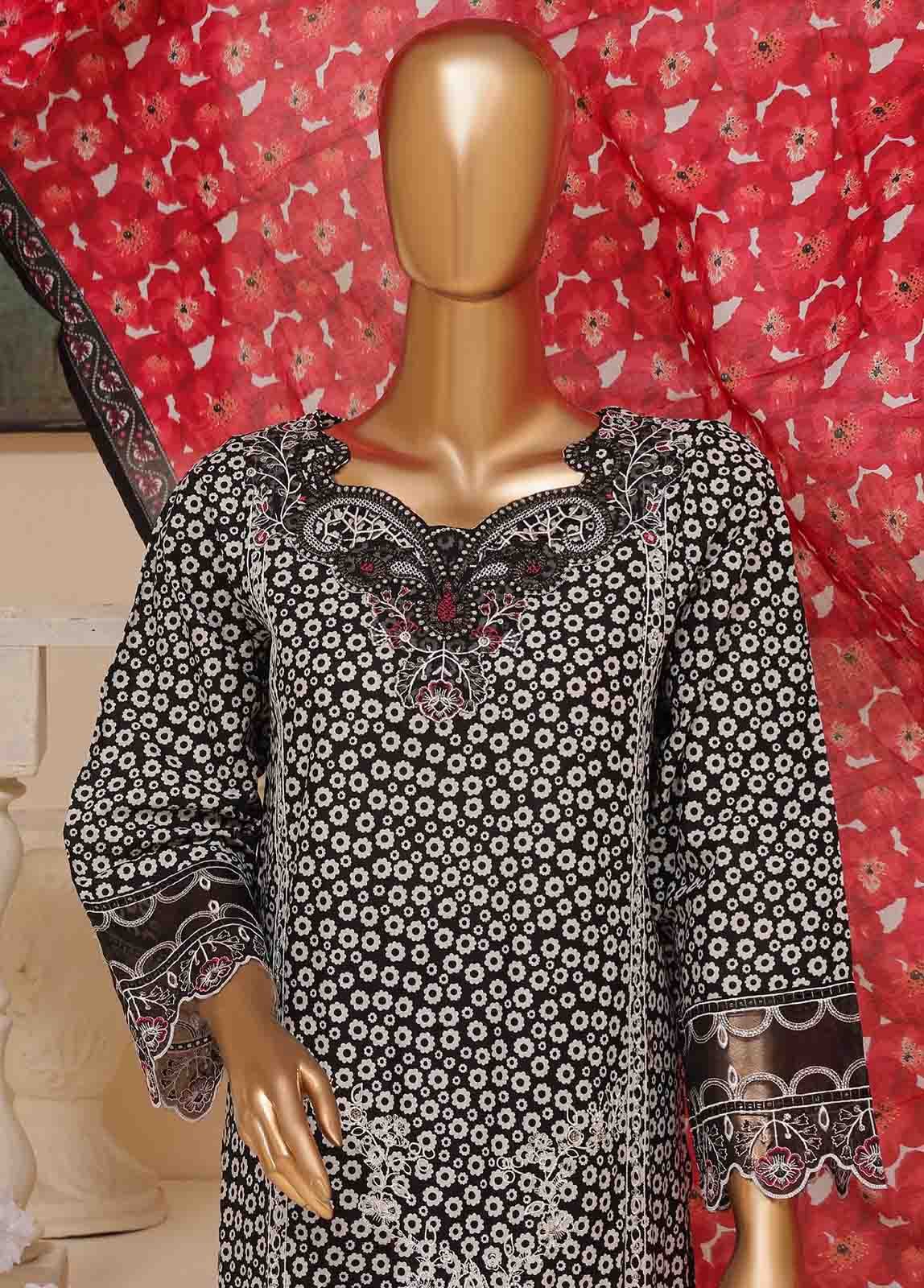SME-598 -3 Piece Embroidered Stitched Suit