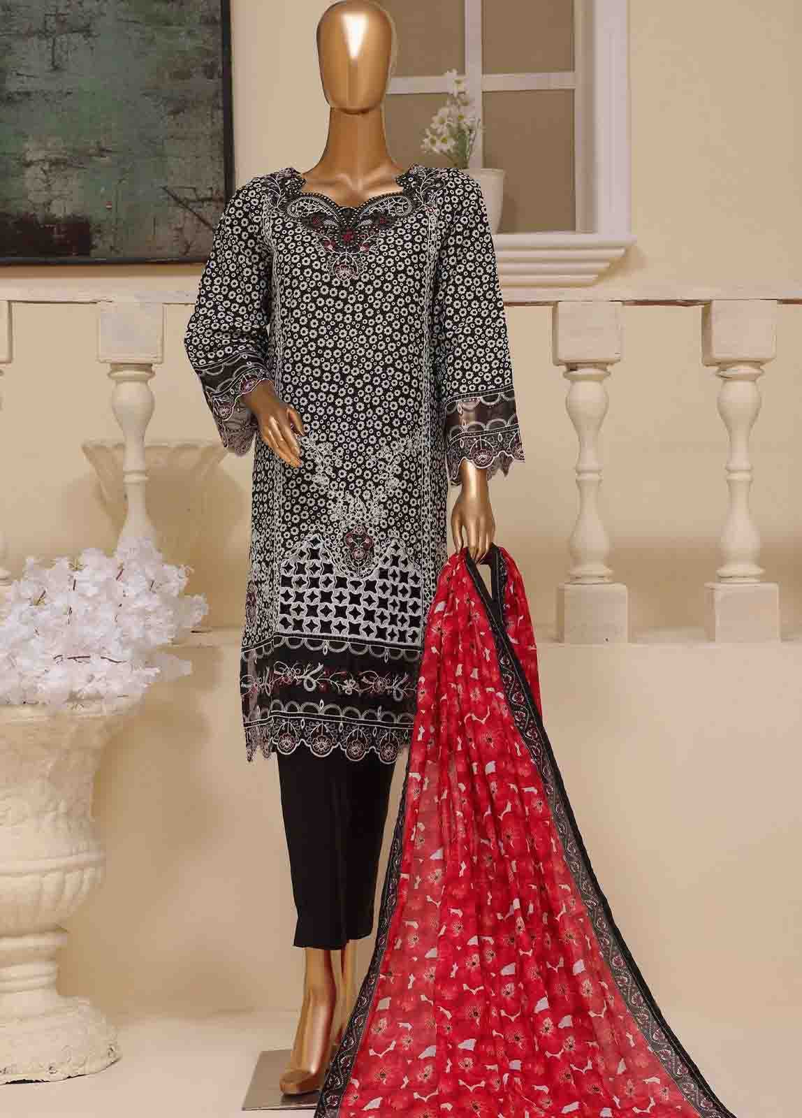 SME-598 -3 Piece Embroidered Stitched Suit - Image 2