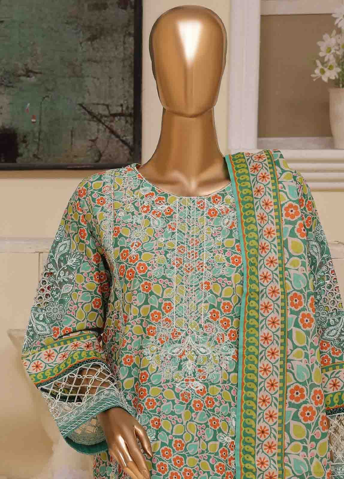 SME-605 -3 Piece Embroidered Stitched Suit