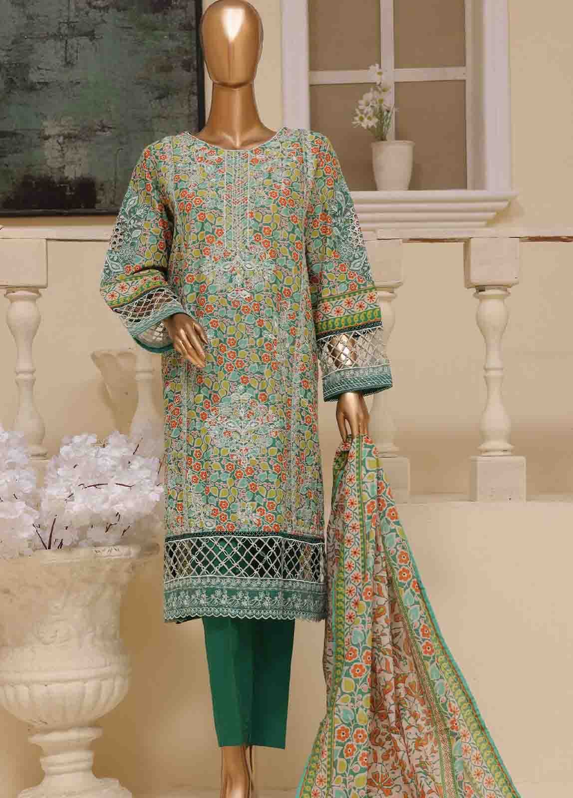 SME-605 -3 Piece Embroidered Stitched Suit - Image 3
