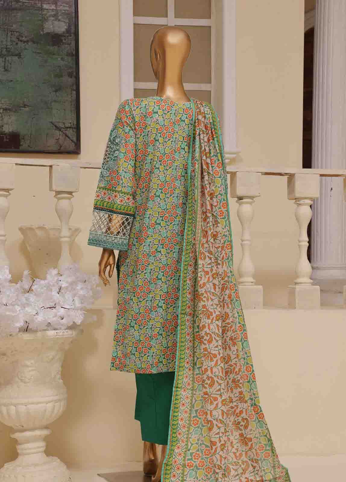 SME-605 -3 Piece Embroidered Stitched Suit - Image 4