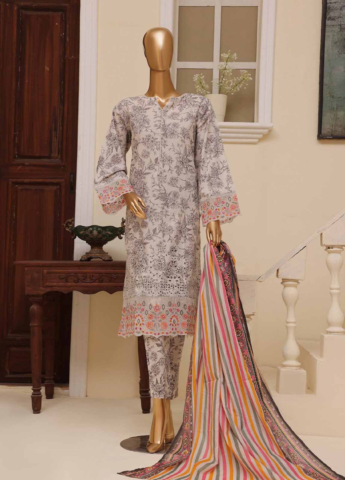SME-617 -3 Piece Embroidered Stitched Suit