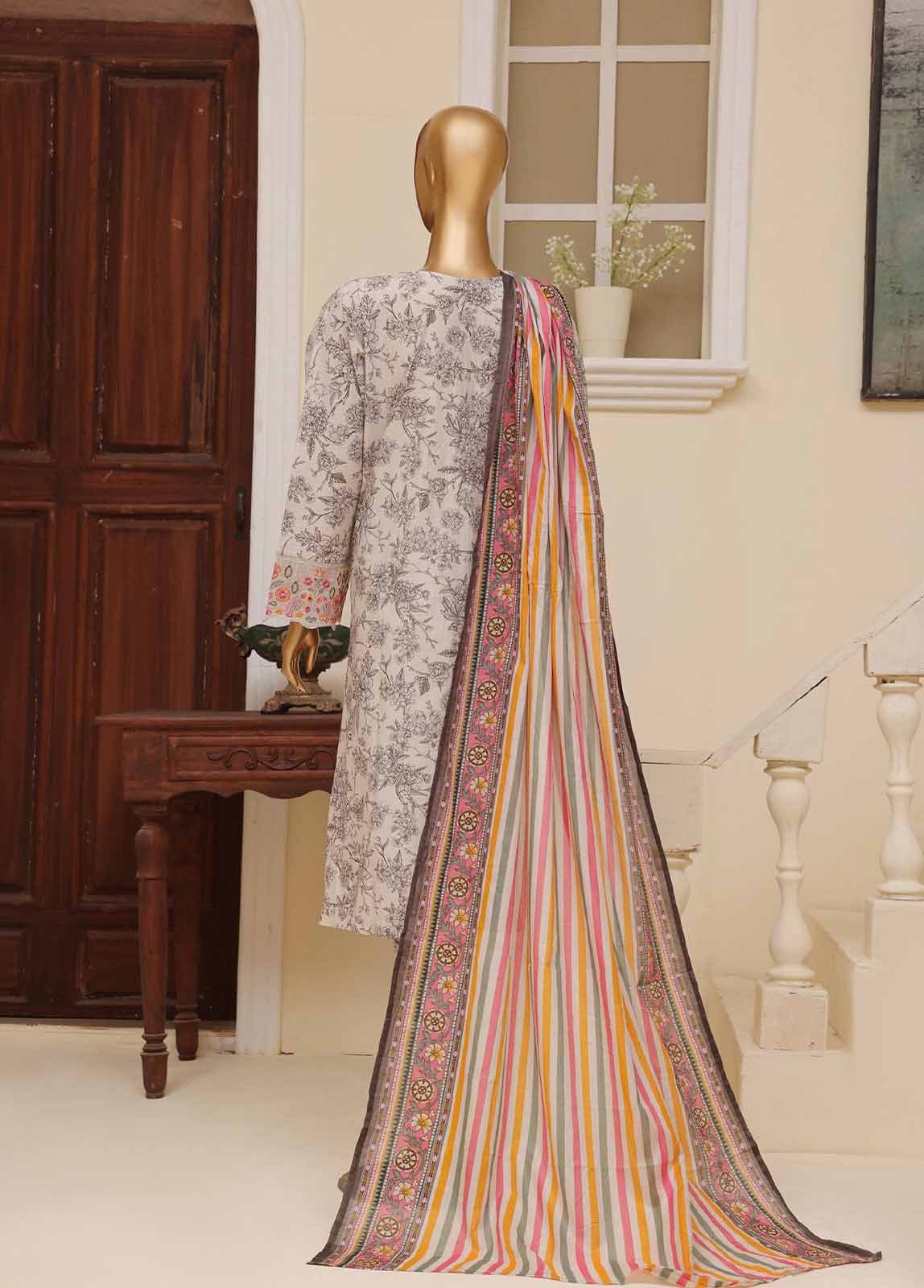 SME-617 -3 Piece Embroidered Stitched Suit - Image 2
