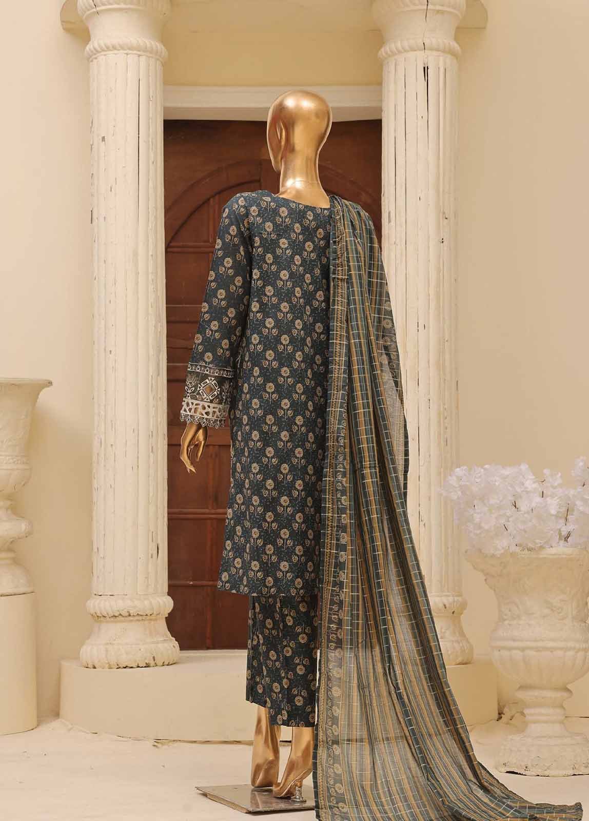 SME-642 -3 Piece Embroidered Stitched Suit - Image 2