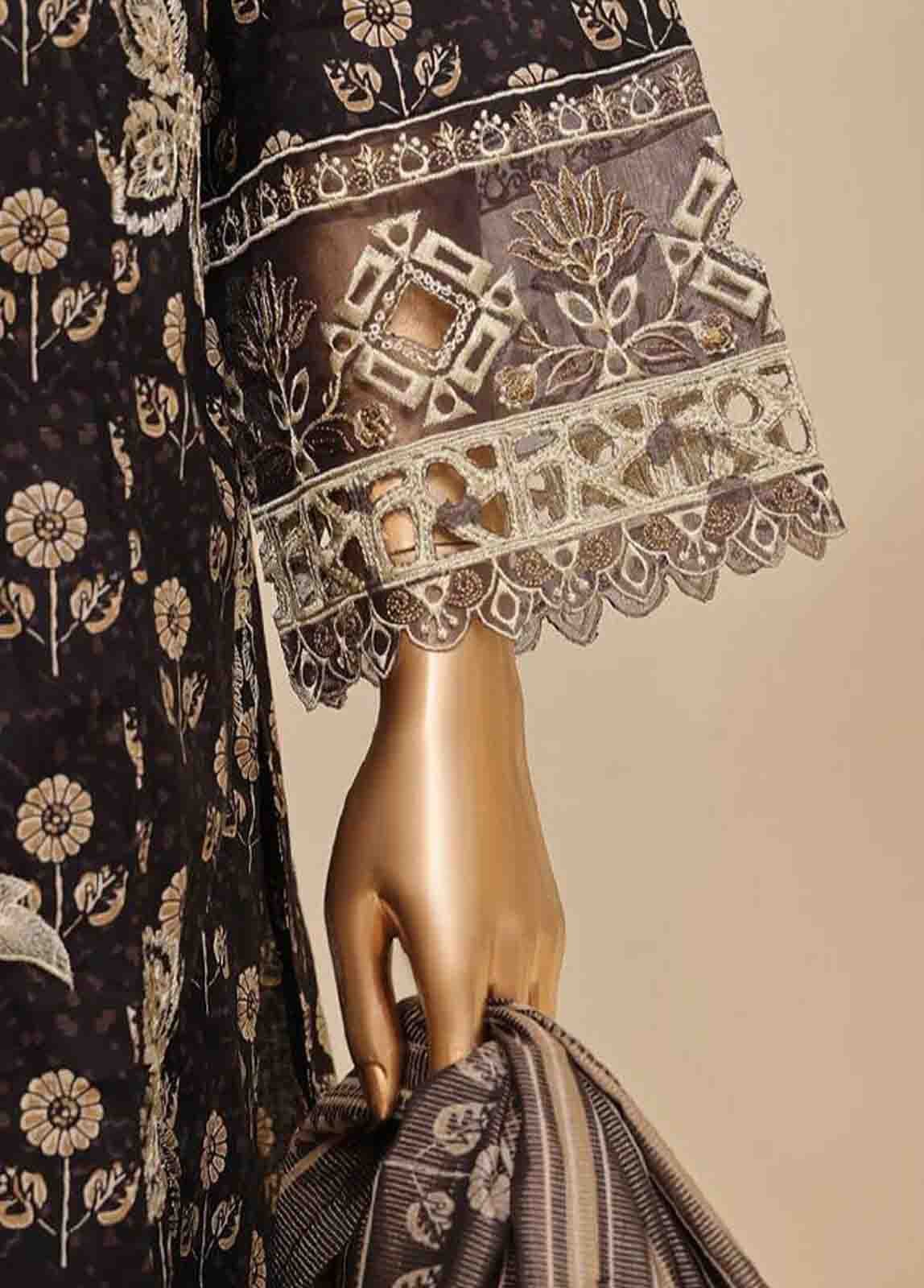 SME-643 -3 Piece Embroidered Stitched Suit - Image 2