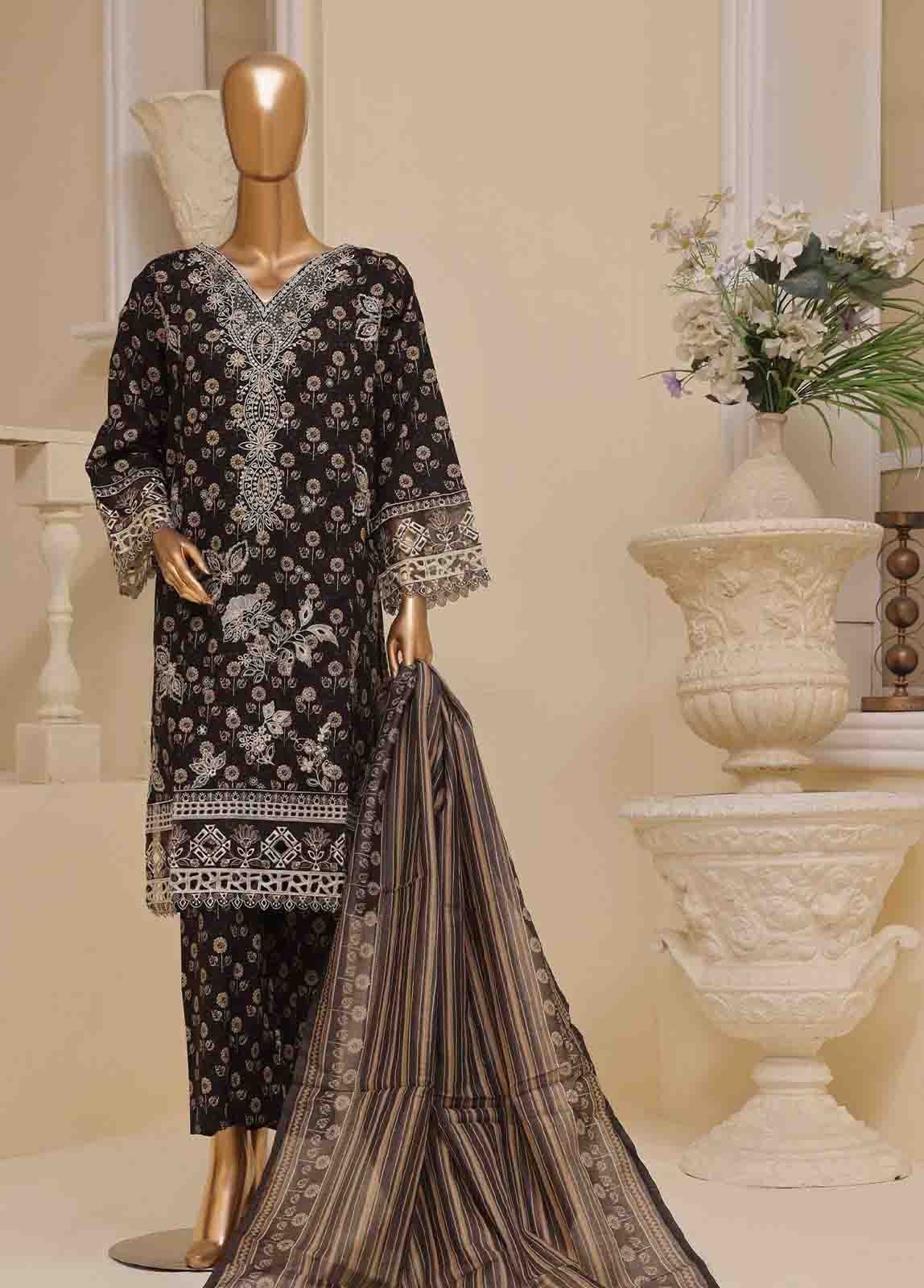 SME-643 -3 Piece Embroidered Stitched Suit - Image 4