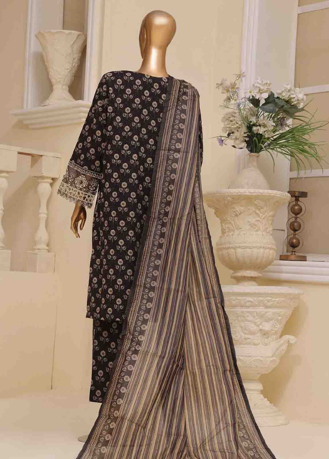 SME-643 -3 Piece Embroidered Stitched Suit - Image 5