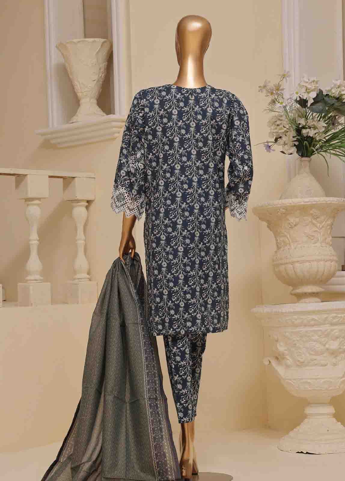 SME-644 -3 Piece Embroidered Stitched Suit - Image 2
