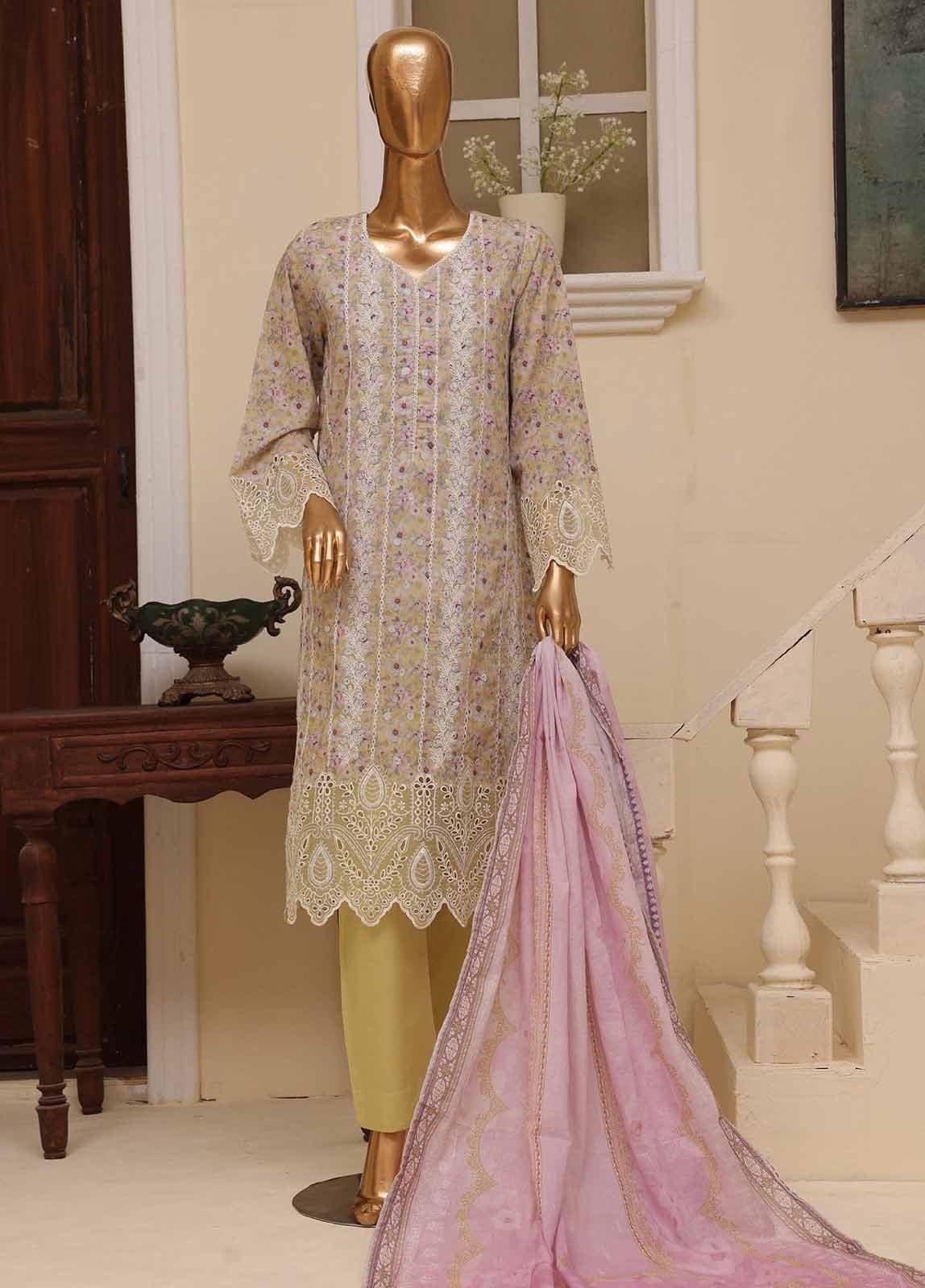 SME-740 -3 Piece Embroidered Stitched Suit