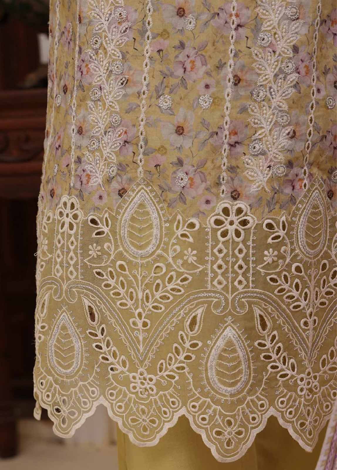SME-740 -3 Piece Embroidered Stitched Suit - Image 3