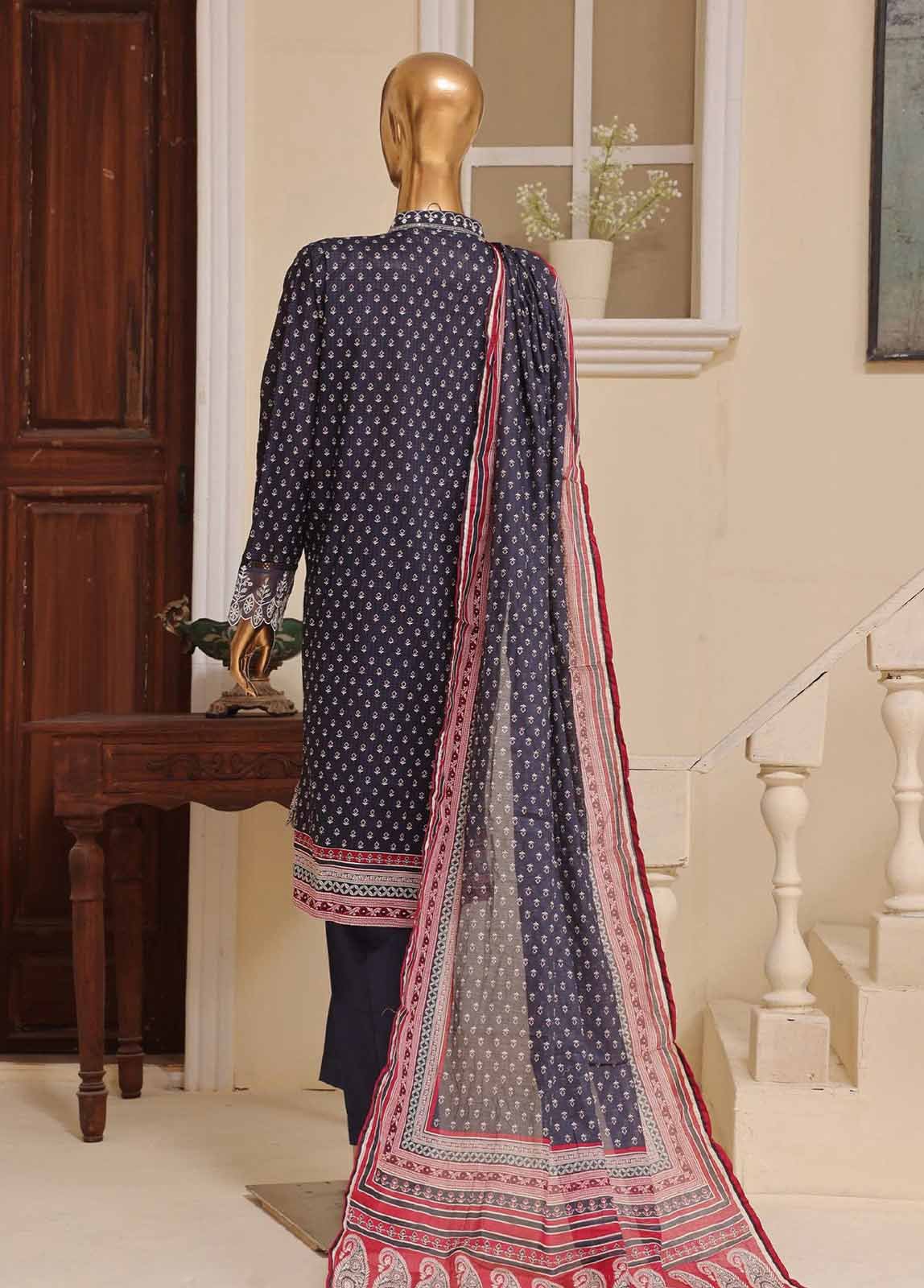 SME-752 -3 Piece Embroidered Stitched Suit - Image 2