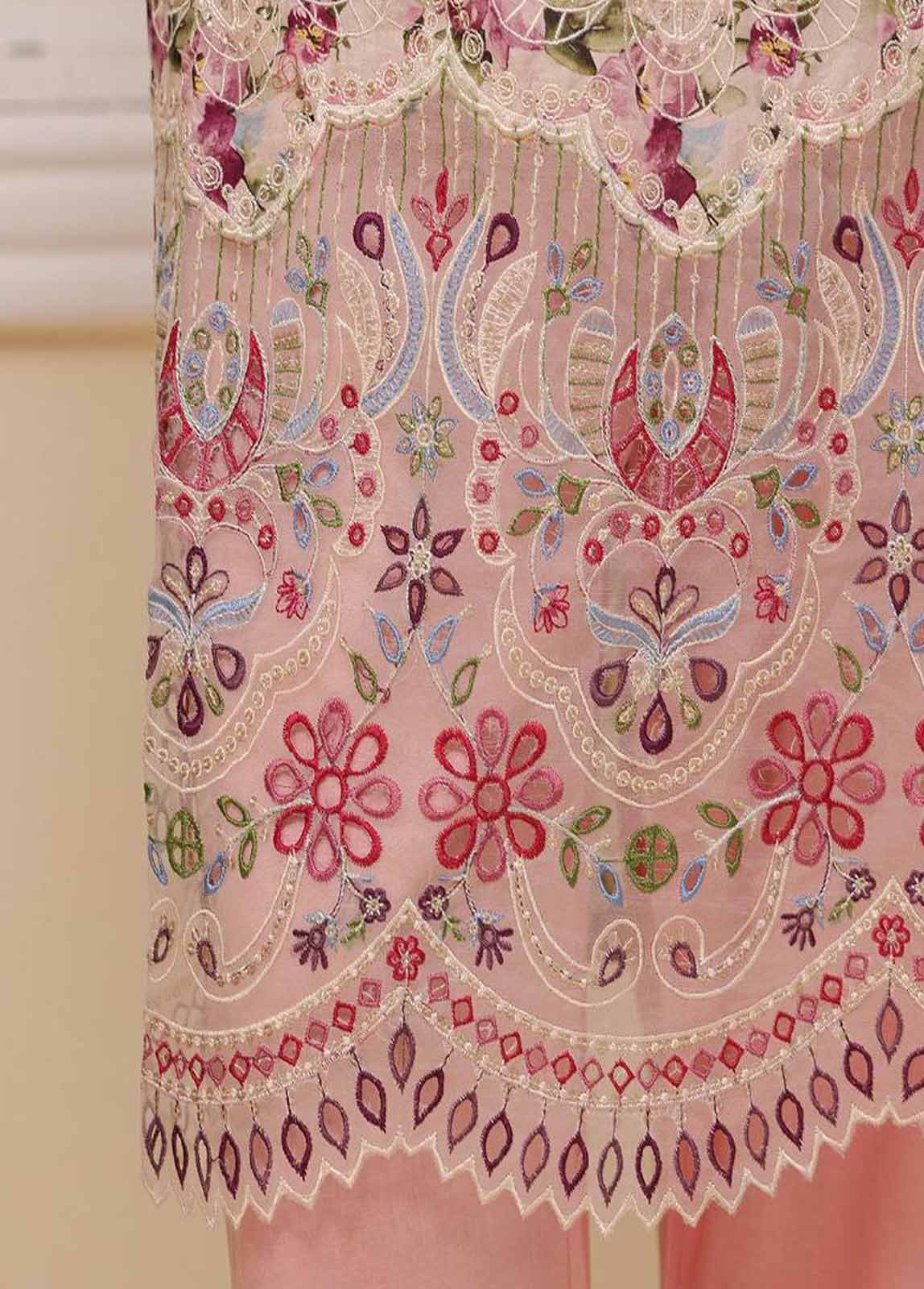 SME-779 -3 Piece Embroidered Stitched Suit - Image 2