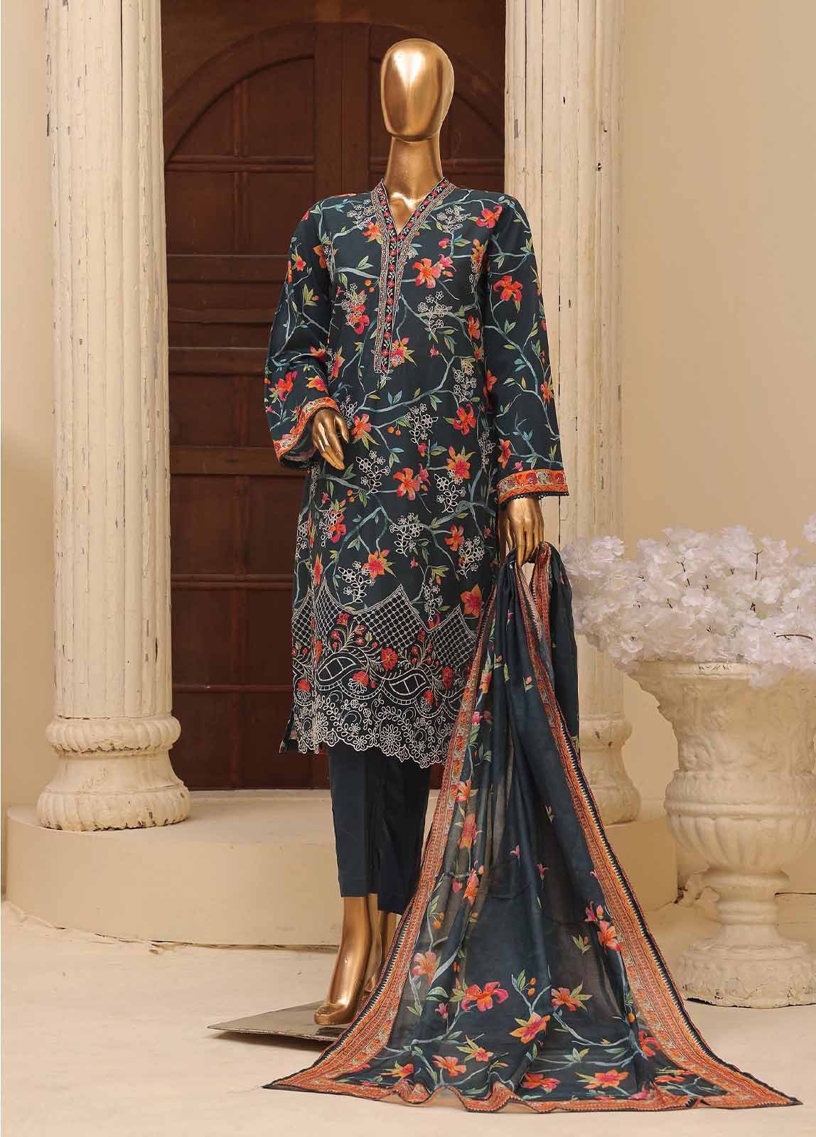 SME-786 -3 Piece Embroidered Stitched Suit