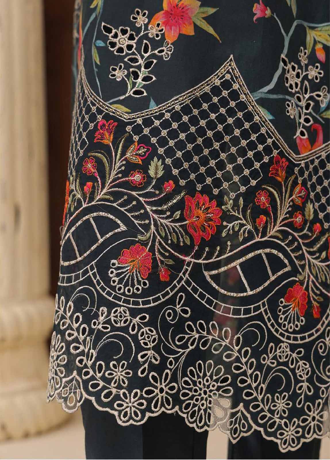 SME-786 -3 Piece Embroidered Stitched Suit - Image 3