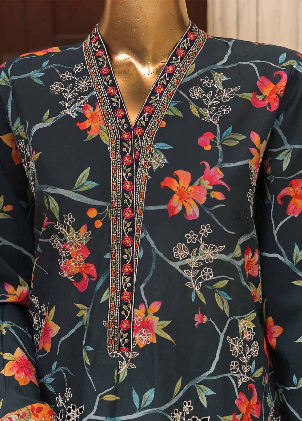 SME-786 -3 Piece Embroidered Stitched Suit - Image 4