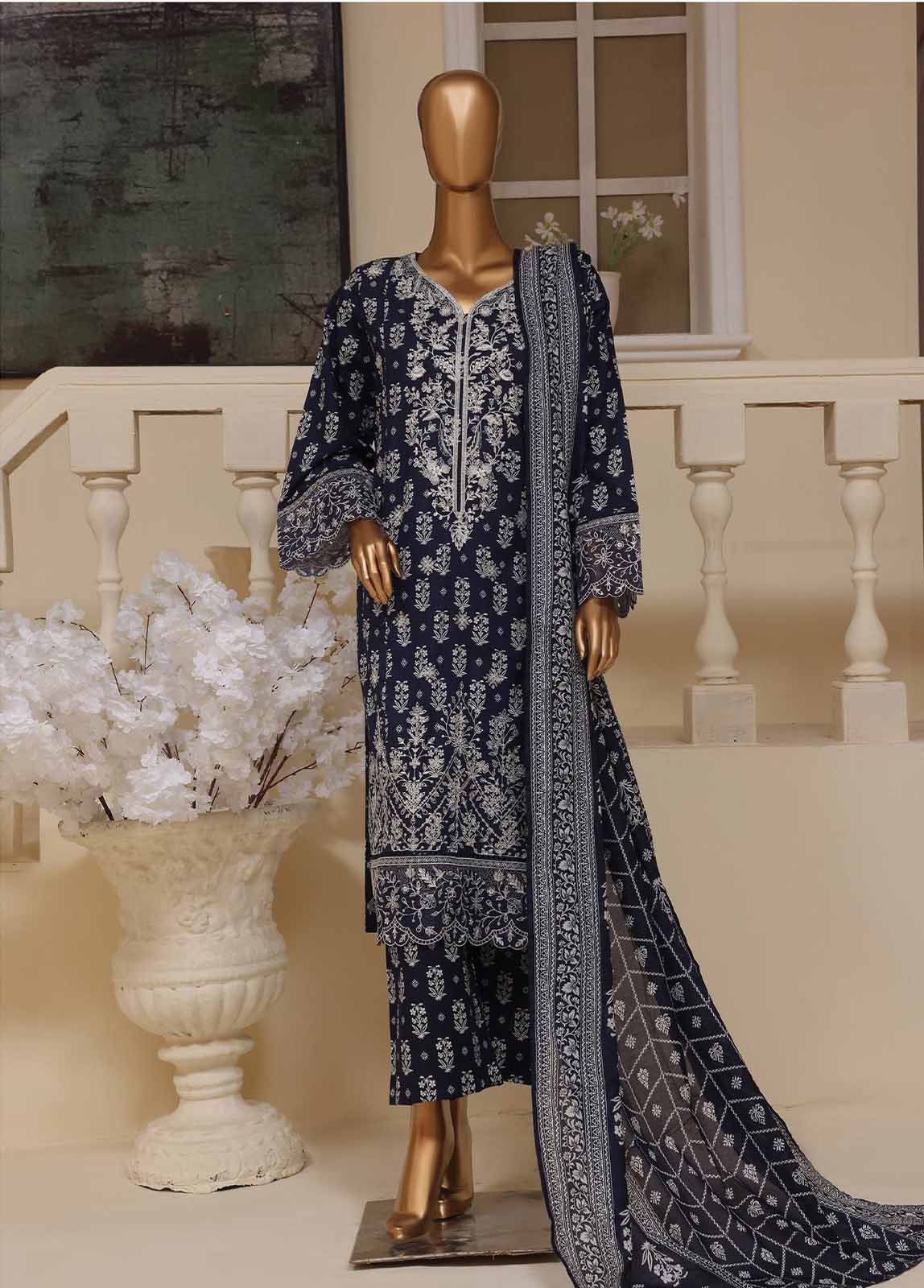 SME-802 -3 Piece Embroidered Stitched Suit