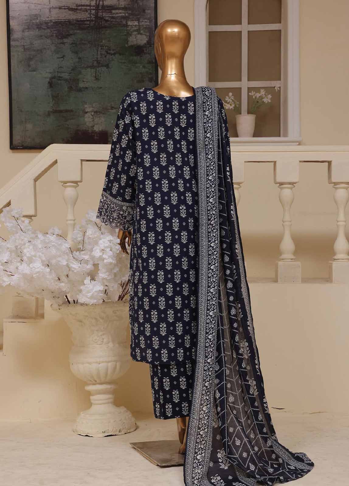 SME-802 -3 Piece Embroidered Stitched Suit - Image 2