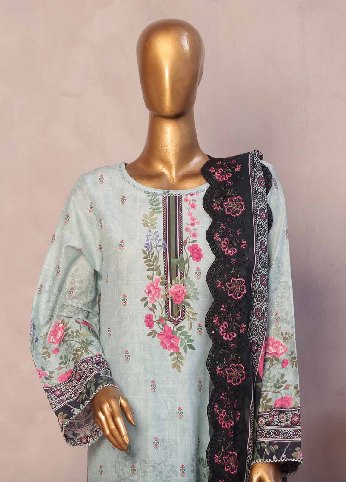 SMED-002 -3 Piece Embroidered Stitched Suit