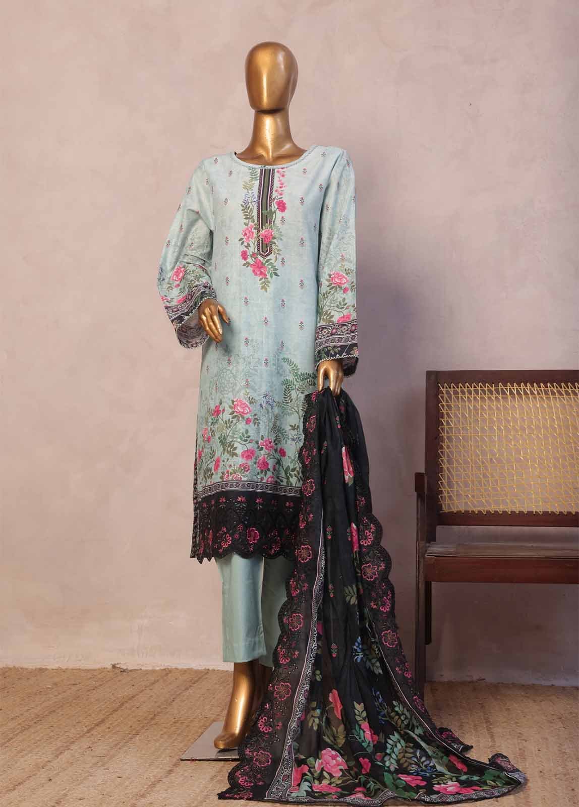 SMED-002 -3 Piece Embroidered Stitched Suit - Image 2