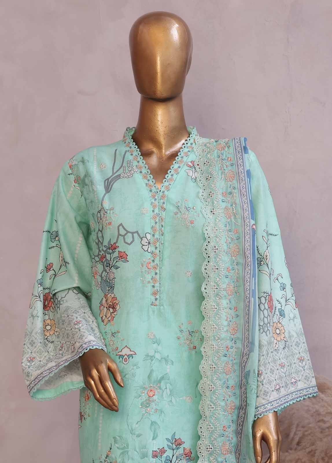 SMED-003 -3 Piece Embroidered Stitched Suit