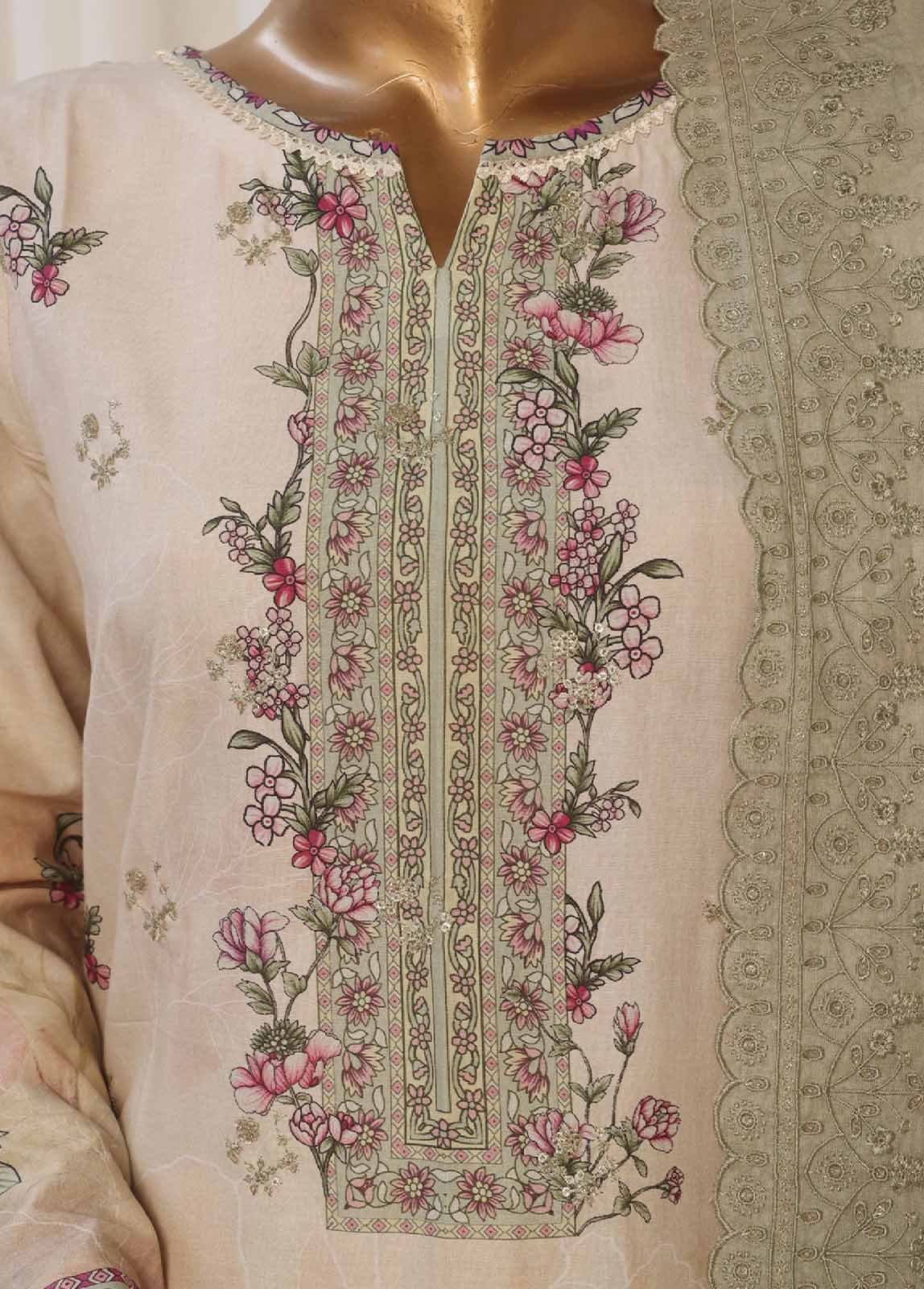 SMED-024- 3 Piece Printed Embroidered Stitched Suit - Image 3