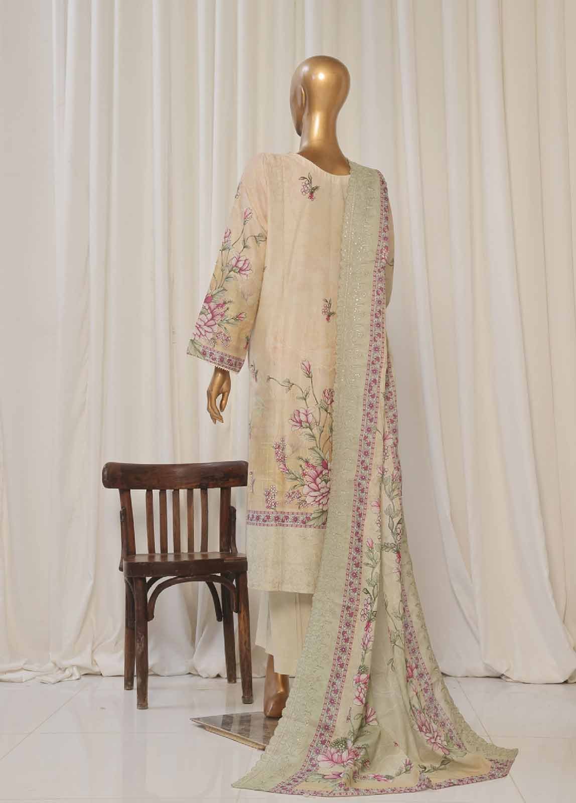 SMED-024- 3 Piece Printed Embroidered Stitched Suit - Image 6