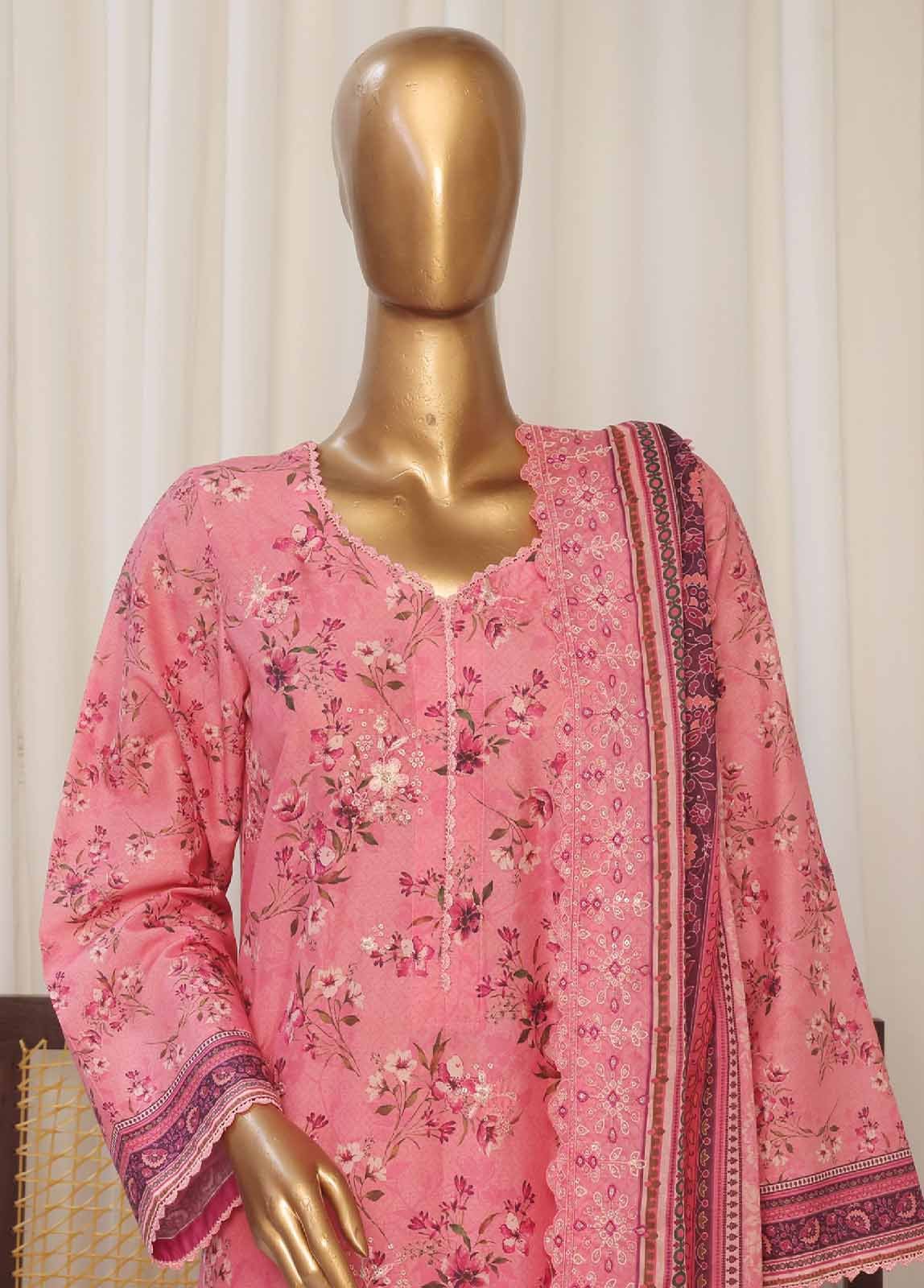 SMED-004- 3 Piece Printed Embroidered Stitched Suit - Image 2