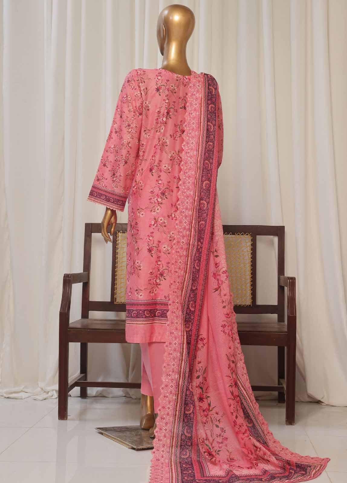 SMED-004- 3 Piece Printed Embroidered Stitched Suit - Image 5
