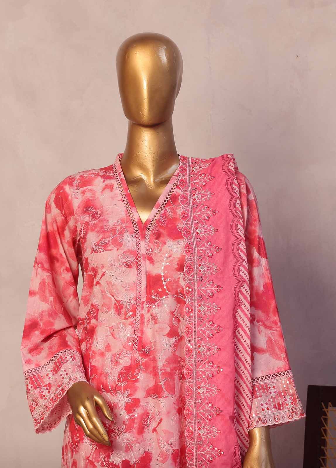 SMED-054 -3 Piece Embroidered Stitched Suit