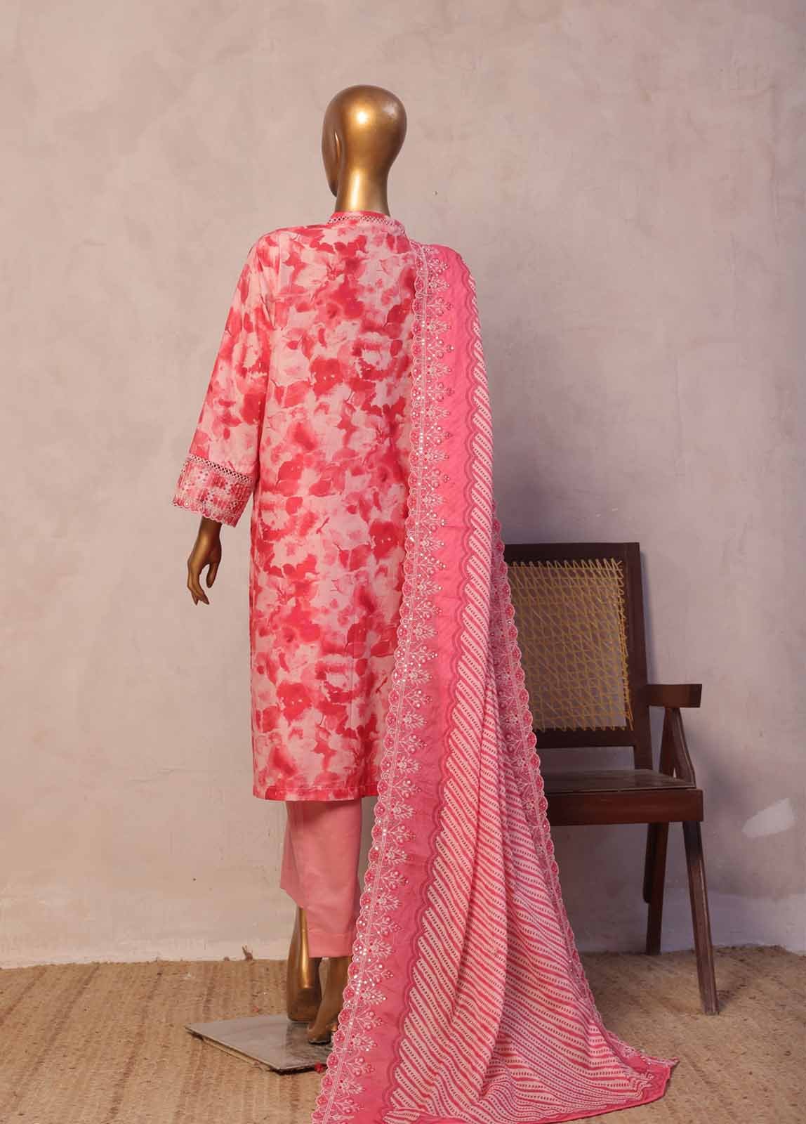 SMED-054 -3 Piece Embroidered Stitched Suit - Image 4