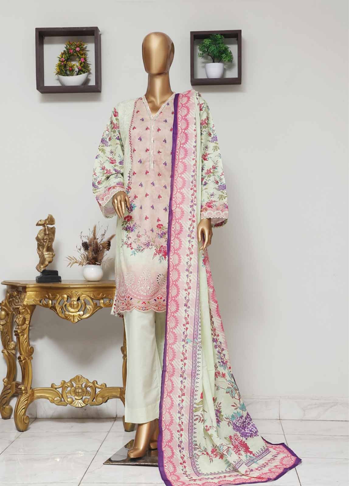 WCE-027 -3 Piece Embroidered Stitched Suit - Image 3