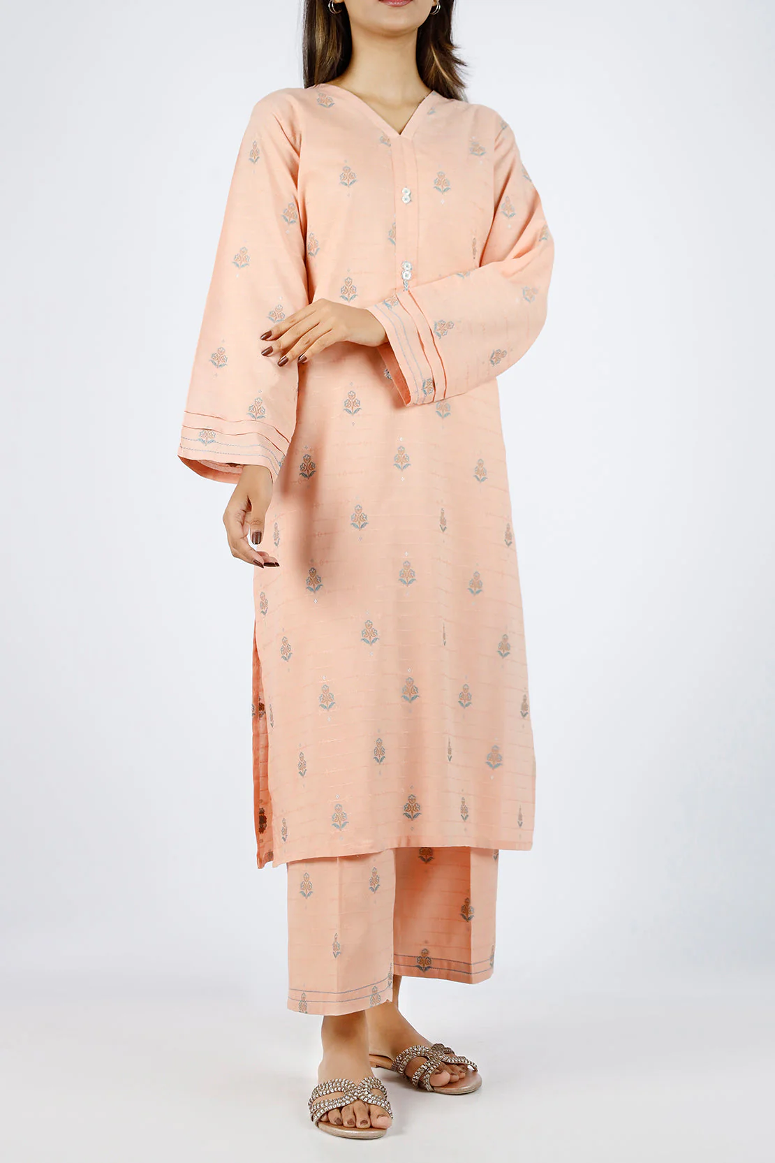 Cotton Jacquard Stitched 2 Piece (Shirt/Trouser) - Image 2