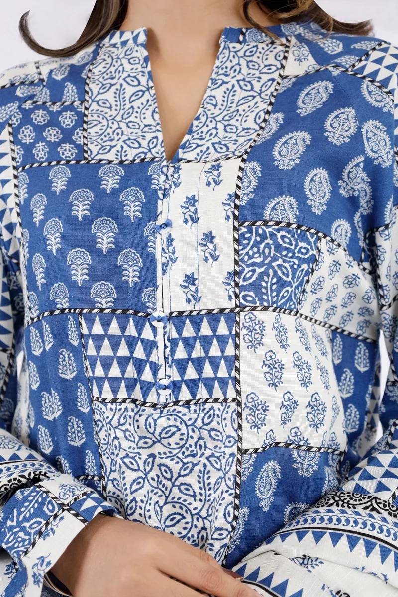 Printed Khaddar Stitched 2 Piece Shirt/Dupatta - Image 4