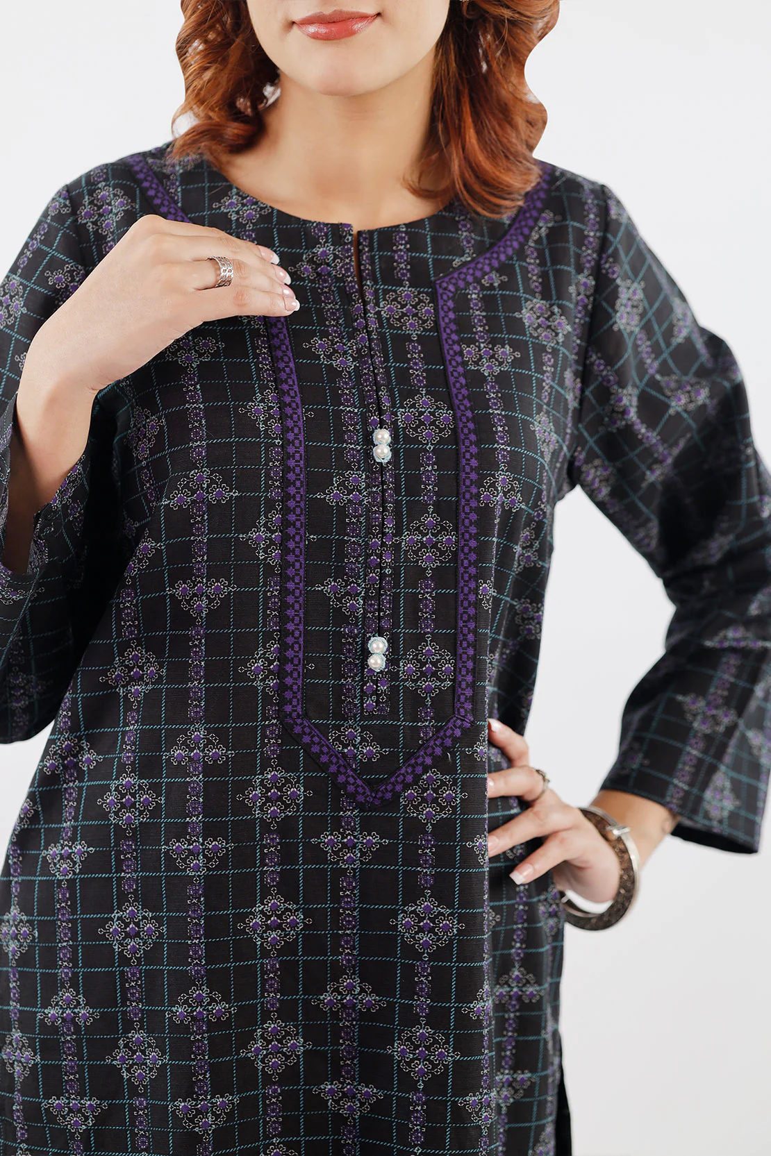 Printed Khaddar Stitched 2 Piece (Shirt/Trouser) - Image 6