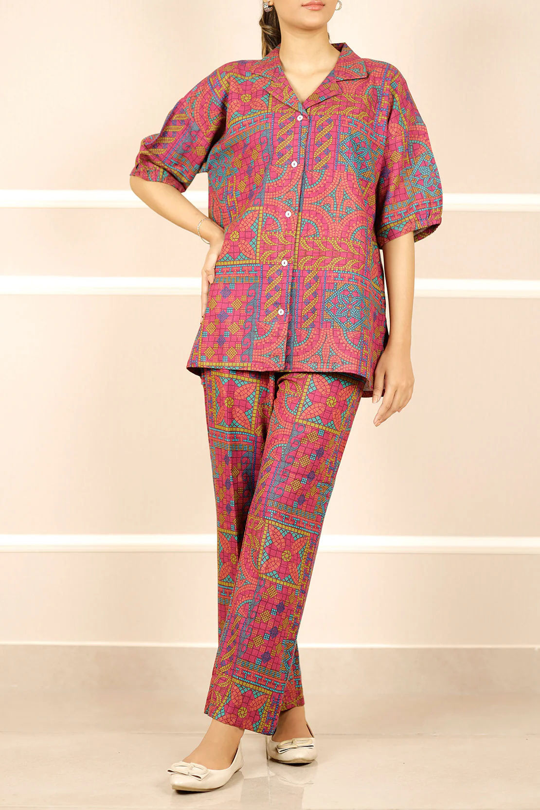 Printed Khaddar Stitched 2 Piece (Shirt/Trouser) - Image 3