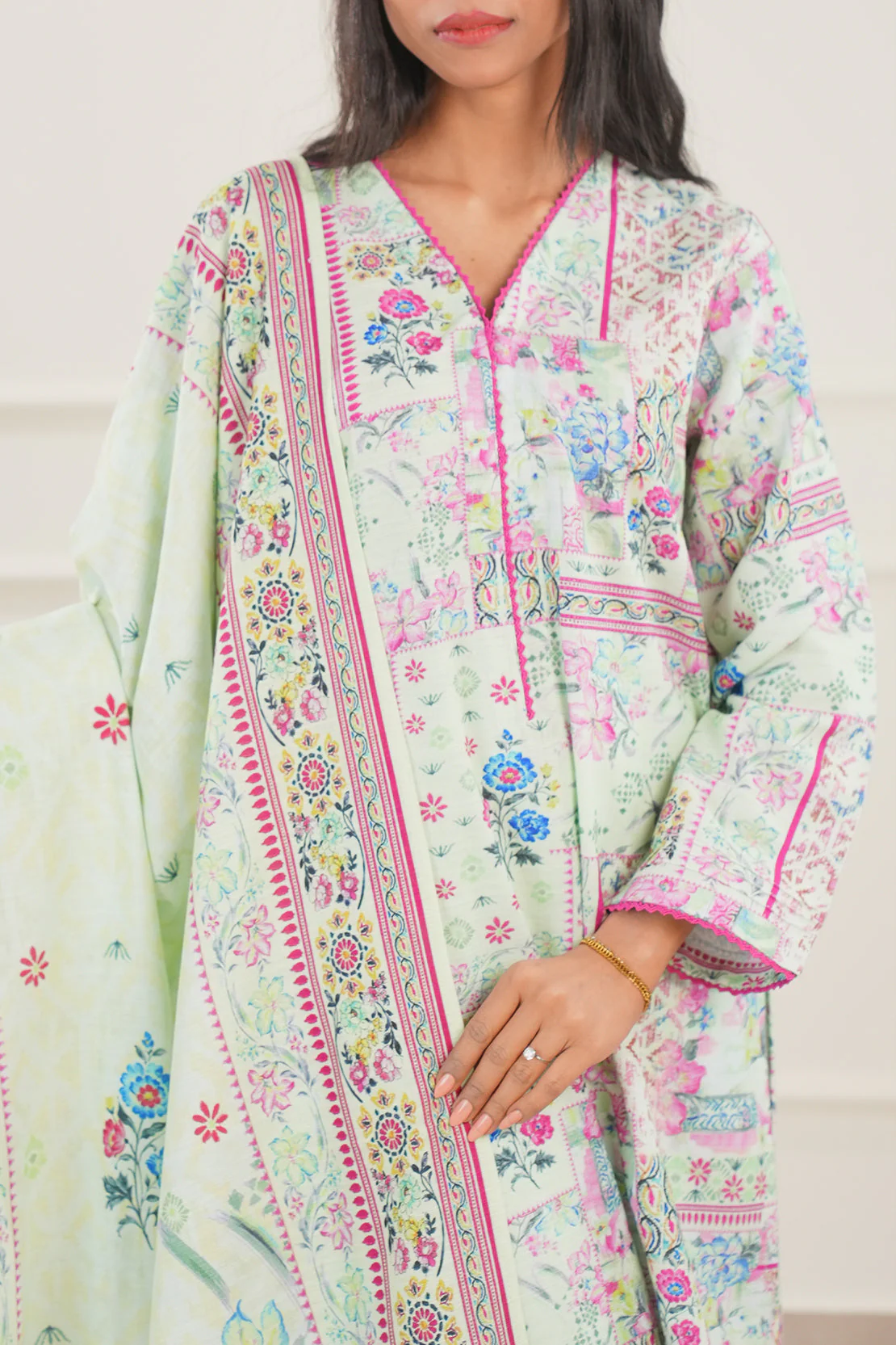 Printed Khaddar Stitched 2 Piece (Shirt/Trouser) - Image 2
