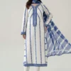 3 Piece Embroidered Lawn Suit | DW-EA25-60-Off White and Blue