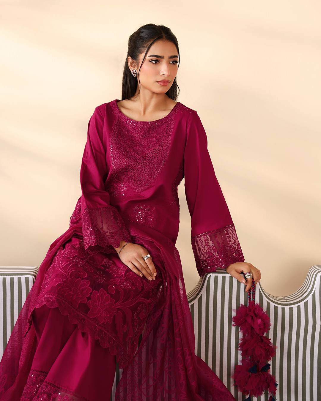 3 Piece Embroidered Dobby Suit - Image 2