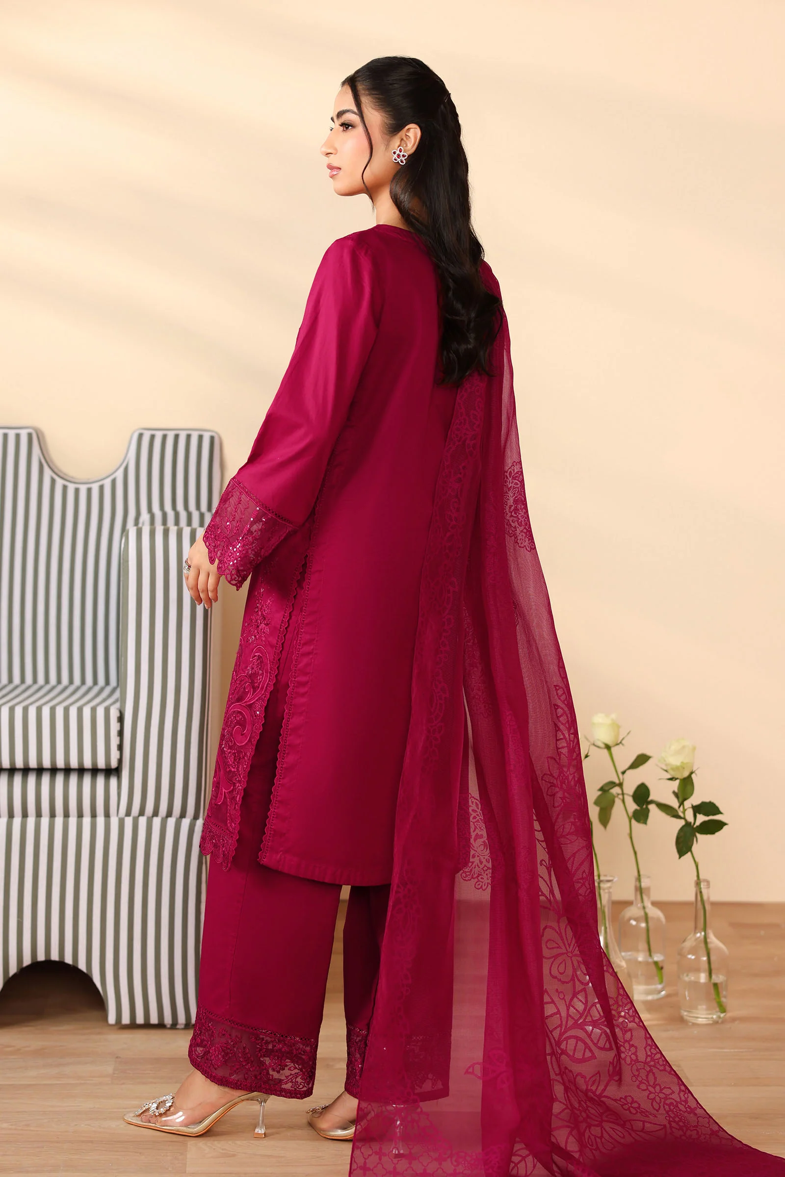 3 Piece Embroidered Dobby Suit - Image 4
