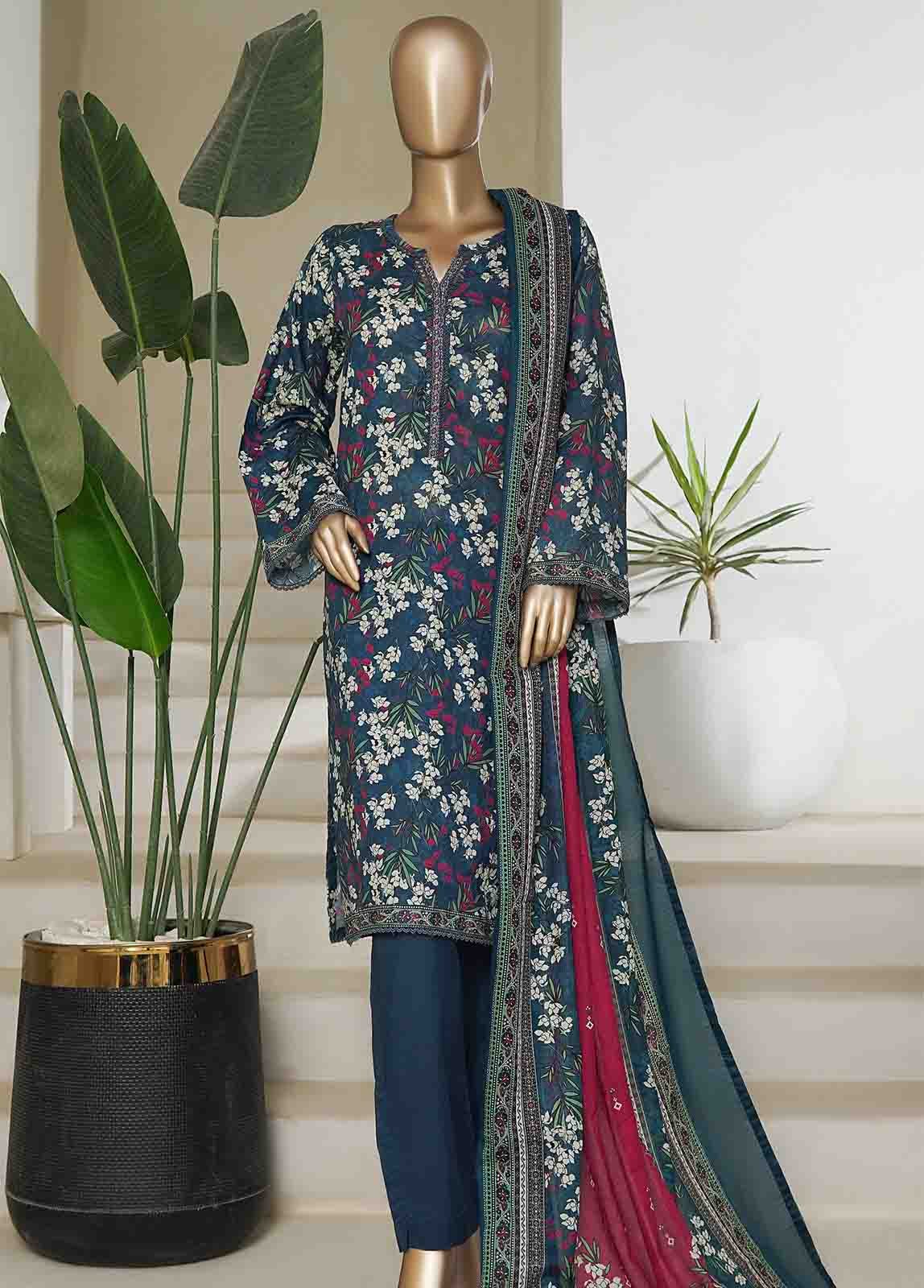 NSM-0160-PR R10-11- 3 Piece Printed Cotton Stitched Suit - Image 2