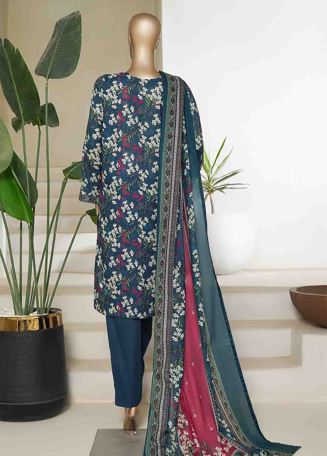 NSM-0160-PR R10-11- 3 Piece Printed Cotton Stitched Suit - Image 3