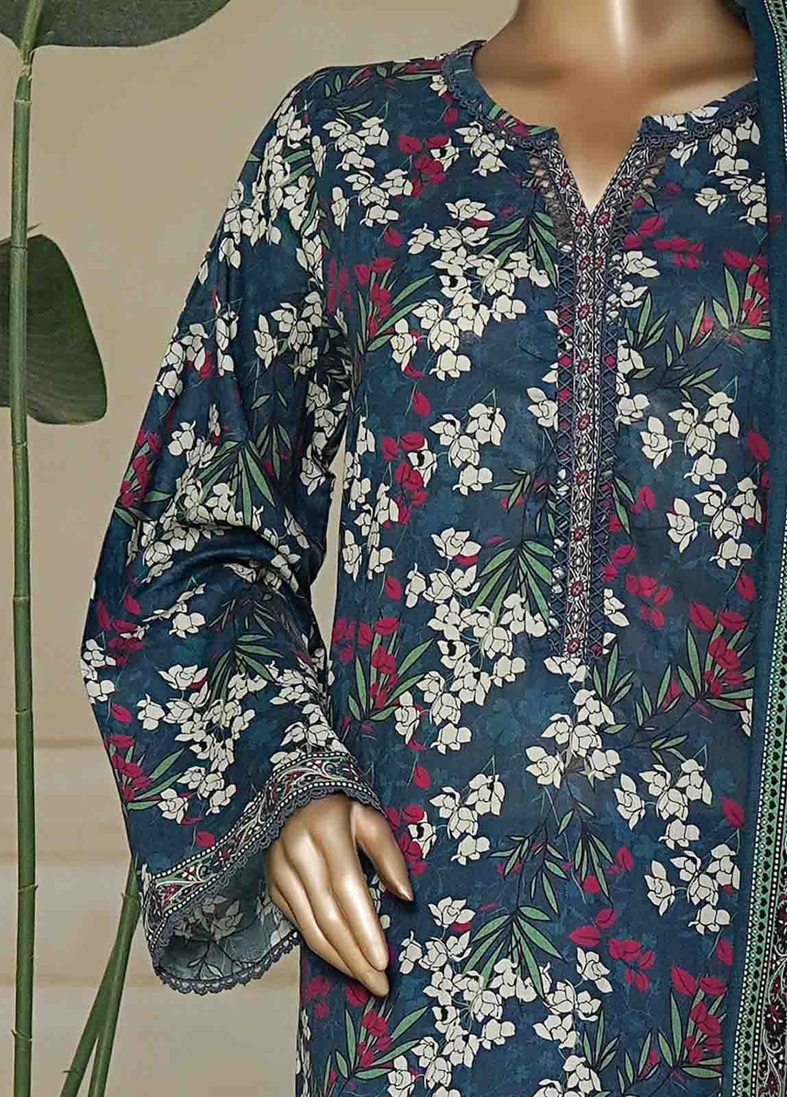 NSM-0160-PR R10-11- 3 Piece Printed Cotton Stitched Suit - Image 4