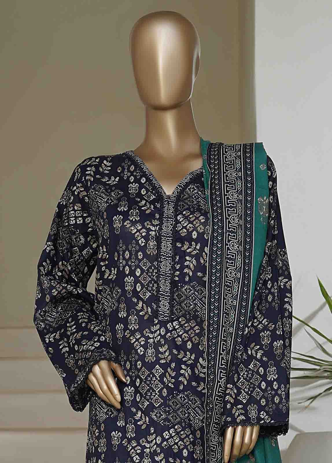 NSM-0213 A-PR R10-11- 3 Piece Printed Cotton Stitched Suit